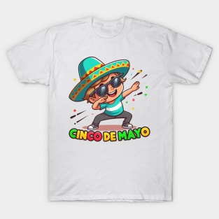 Dabbing BOY sunglasses  Cinco De Mayo Let's Fiesta Mexican Party T-Shirt